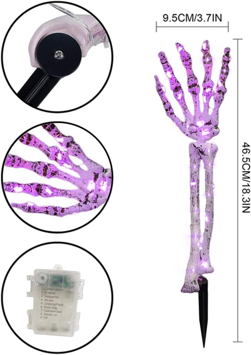 comfrt Halloween Outdoor Decorations, Realistic Skeleton Hands Stakes, Lighted Scary Hands Bone Waterproof Battery Operated Indoor Outdoor Halloween Lights Room Decoration Props Ornament - Image 4