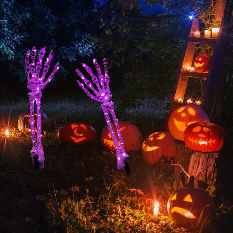 comfrt Halloween Outdoor Decorations, Realistic Skeleton Hands Stakes, Lighted Scary Hands Bone Waterproof Battery Operated Indoor Outdoor Halloween Lights Room Decoration Props Ornament - Image 3