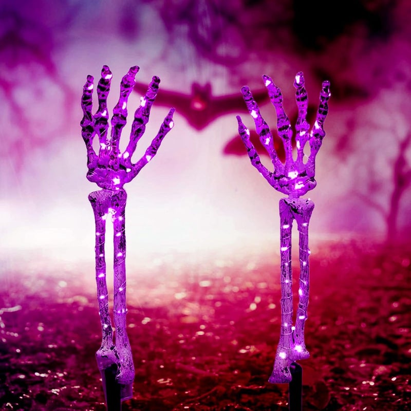 comfrt Halloween Outdoor Decorations, Realistic Skeleton Hands Stakes, Lighted Scary Hands Bone Waterproof Battery Operated Indoor Outdoor Halloween Lights Room Decoration Props Ornament - Image 5