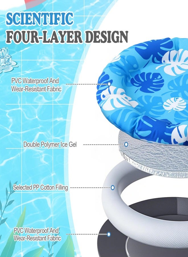 Drydiet Pet Cooling Mat for Medium Dogs and Cats, 25.2'' x 25.2'' Thickened Round Blue Pad Anti-Grab Internal Gel Without Water Filling, Lightweight, Washable, Playmat for Indoor/Outdoor - Image 3