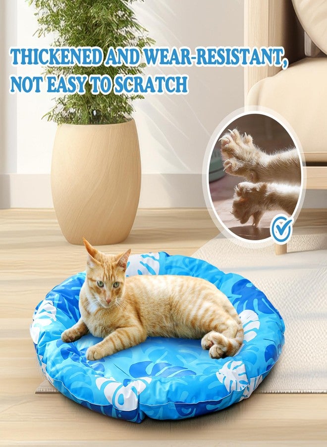 Drydiet Pet Cooling Mat for Medium Dogs and Cats, 25.2'' x 25.2'' Thickened Round Blue Pad Anti-Grab Internal Gel Without Water Filling, Lightweight, Washable, Playmat for Indoor/Outdoor - Image 5