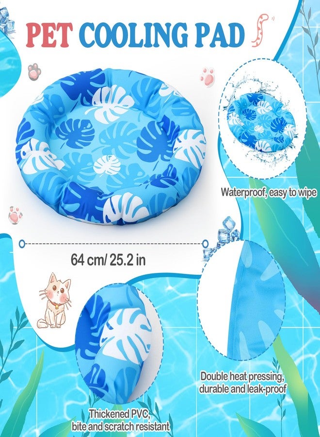 Drydiet Pet Cooling Mat for Medium Dogs and Cats, 25.2'' x 25.2'' Thickened Round Blue Pad Anti-Grab Internal Gel Without Water Filling, Lightweight, Washable, Playmat for Indoor/Outdoor - Image 2