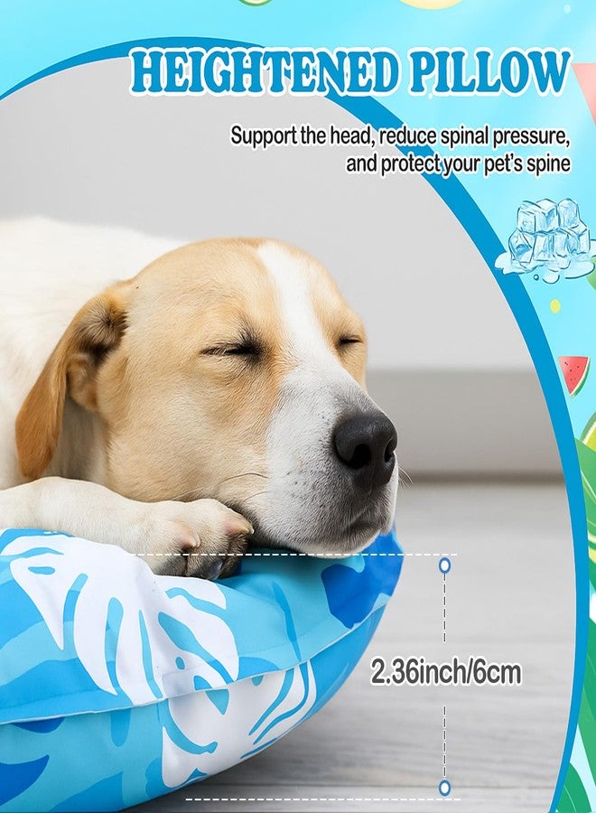 Drydiet Pet Cooling Mat for Medium Dogs and Cats, 25.2'' x 25.2'' Thickened Round Blue Pad Anti-Grab Internal Gel Without Water Filling, Lightweight, Washable, Playmat for Indoor/Outdoor - Image 4