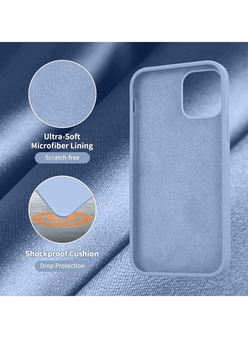 متوافق مع جراب iPhone 11 مقاس 6.1 بوصة من السيليكون السائل النحيف 4 طبقات من مطاط الجل الناعم المقاوم للصدمات مع بطانة من الألياف الدقيقة المضادة للخدش (أزرق فاتح) - Image 3