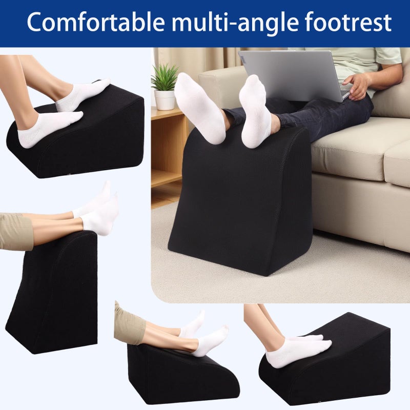 Opuvidity Foot Rest for Under Desk at Work, Ergonomic Under Desk Footrest with Washable Cover for Office, Home & Gaming Leg Elevation Pillow Black - Image 5