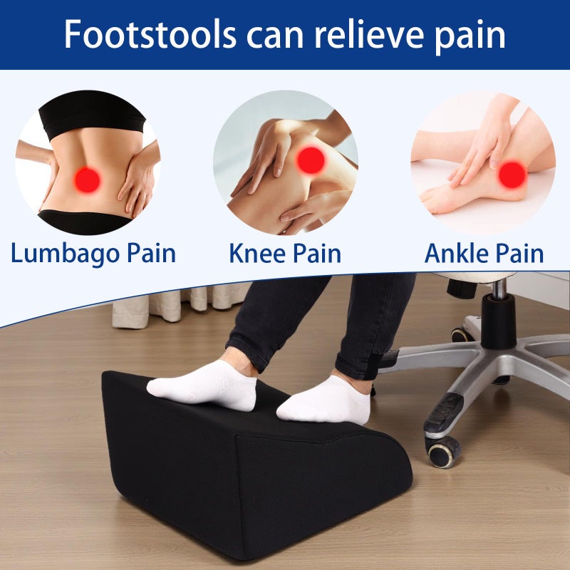 Opuvidity Foot Rest for Under Desk at Work, Ergonomic Under Desk Footrest with Washable Cover for Office, Home & Gaming Leg Elevation Pillow Black - Image 4