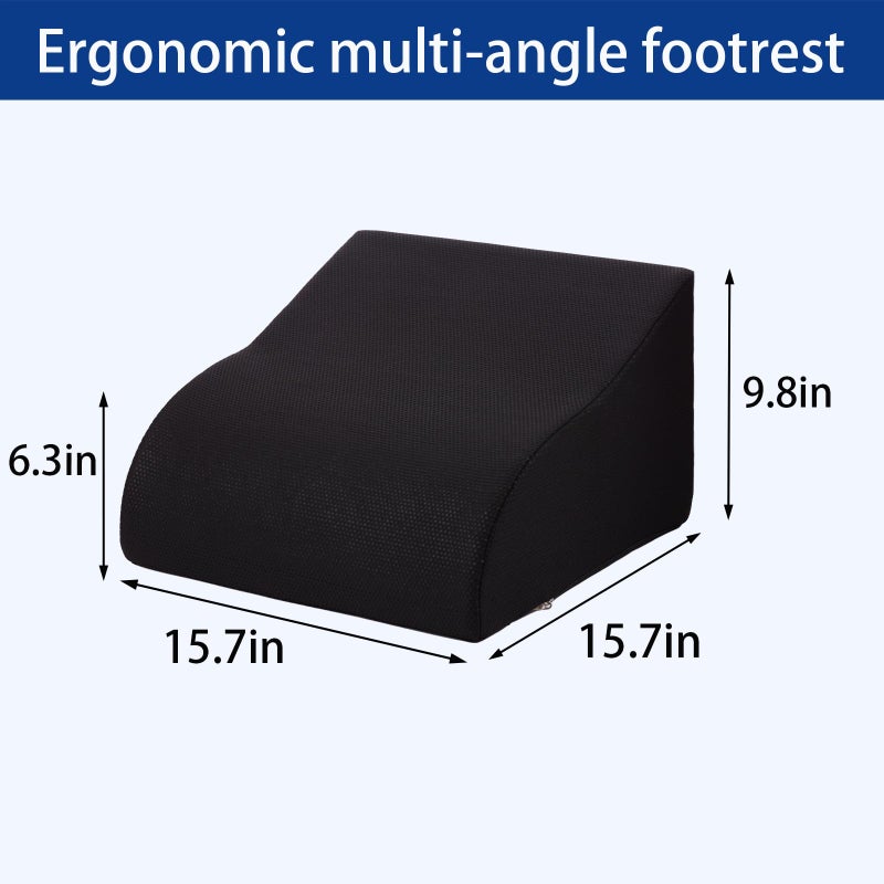 Opuvidity Foot Rest for Under Desk at Work, Ergonomic Under Desk Footrest with Washable Cover for Office, Home & Gaming Leg Elevation Pillow Black - Image 2