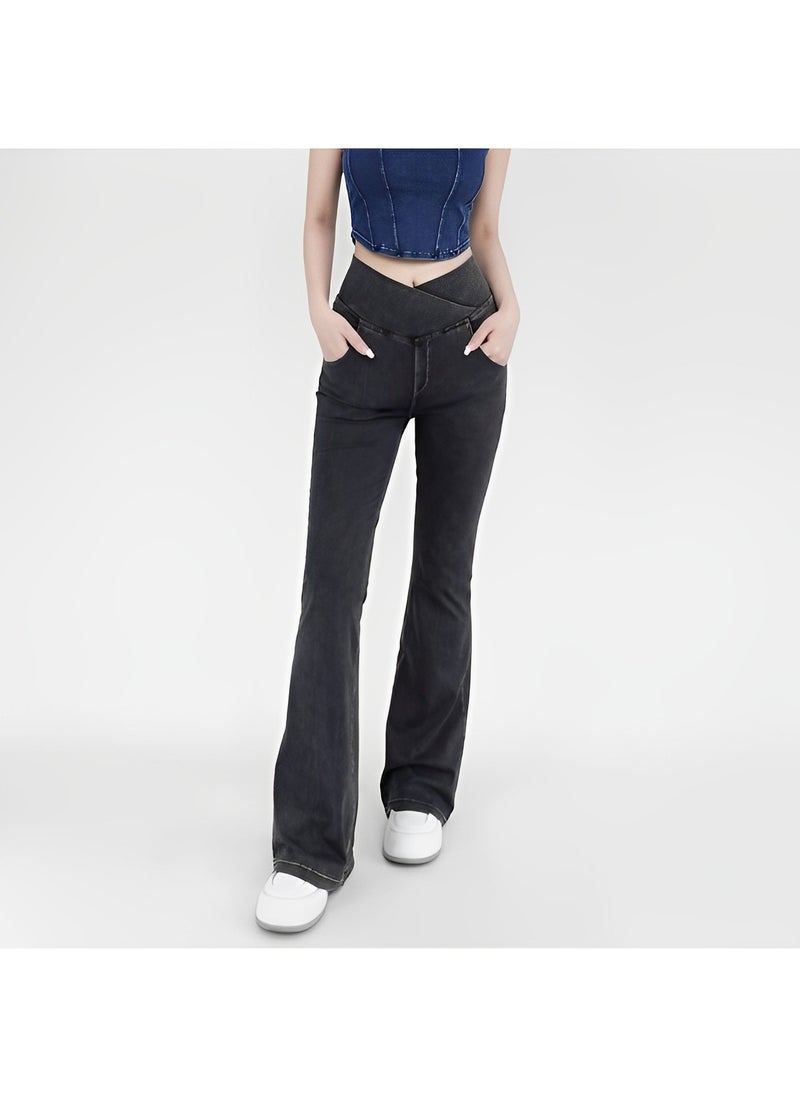 REOCLE Women's Bell Bottom Jeans High Waisted Stretchy Flare Jeans Pull On Tummy Control Flare Pants with Pockets Classic Denim Pants  - Image 2