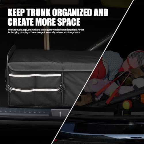 LI LIBZAKI LIBZAKI Car Trunk Storage Organizer, Multi Compartment Collapsible Trunk Storage Box for Car Truck SUV-Black - Image 5