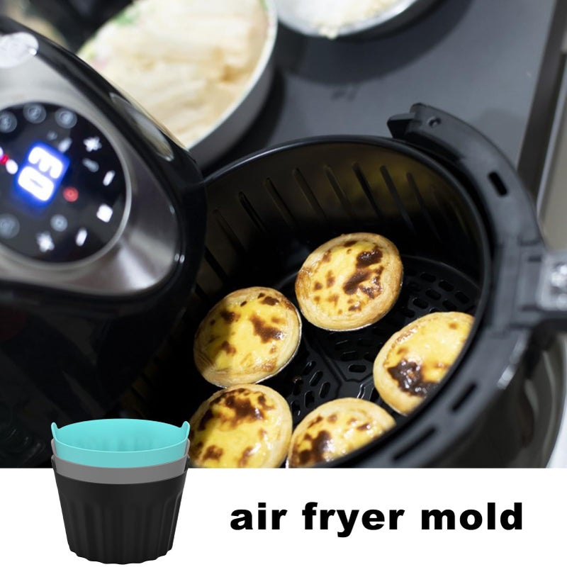 6PCS Blue Gray Black Air Fryer Baking Cupcake Mold Set Non Stick For Cakes Muffins - Image 3