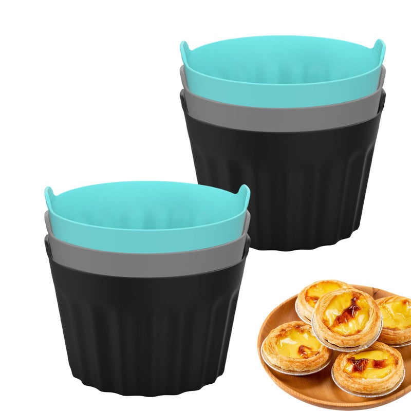 6PCS Blue Gray Black Air Fryer Baking Cupcake Mold Set Non Stick For Cakes Muffins - Image 2