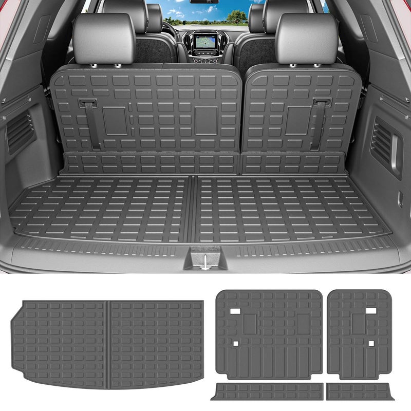 powoq 78 Seats Cargo Mat Compatible with 20242026 Chevy Traverse Trunk Mat GMC Acadia 2526 Buick Enclave Trunk Liner TPE Cargo Backrest Liner Replacement for 2426 Traverse Accessories