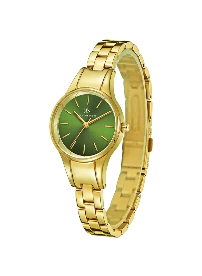 KENNETH SCOTT Kenneth Scott K22517-GBGH Women's Analog Display Watch & Stainless Steel Strap Gold