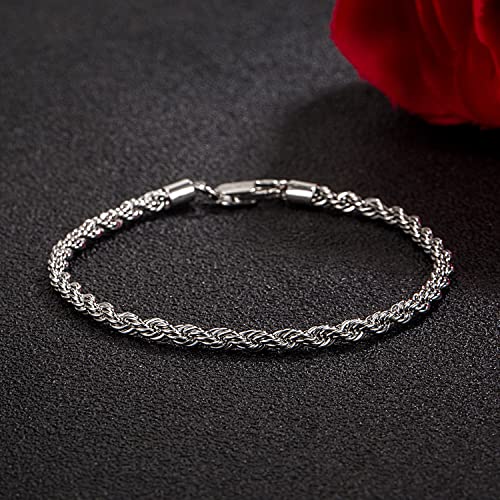 H&Beautimer سوار فضة 925 عيار ستيرلن صلب بسلسلة ملتوية سنغافورية 0.12'' للرجال والنساء مجوهرات سوار فضة أصلي 6.3-6.7-7-7.5-8-8.5-9'' مجوهرات إيطالي مصنوعة يدوياً (فضة، 9 إنش) - Image 5