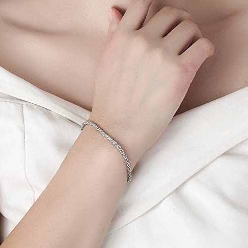 H&Beautimer سوار فضة 925 عيار ستيرلن صلب بسلسلة ملتوية سنغافورية 0.12'' للرجال والنساء مجوهرات سوار فضة أصلي 6.3-6.7-7-7.5-8-8.5-9'' مجوهرات إيطالي مصنوعة يدوياً (فضة، 9 إنش) - Image 4