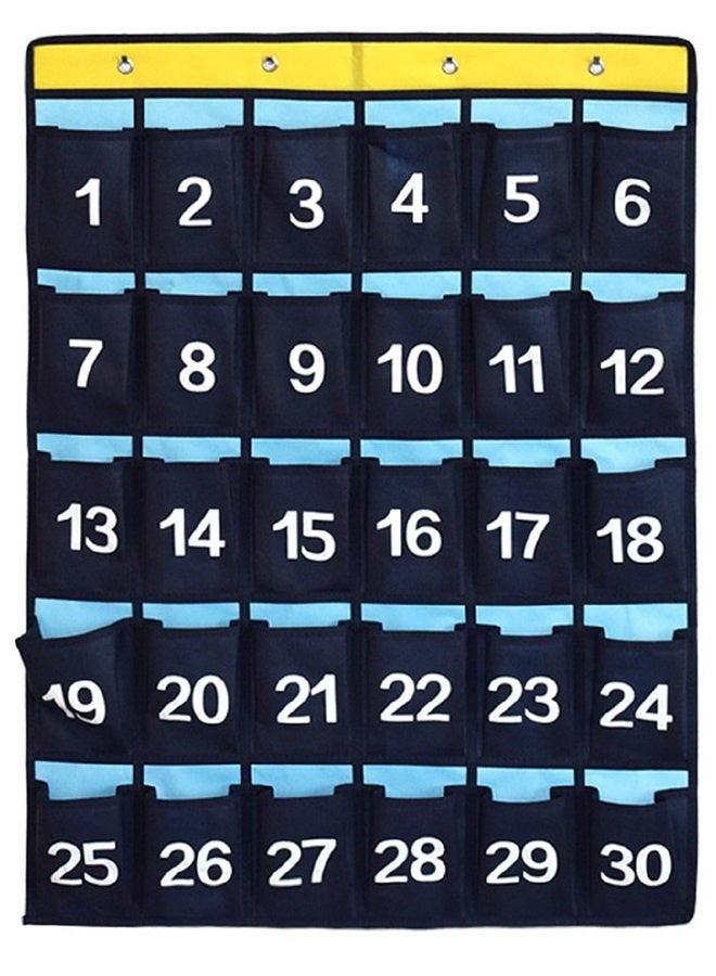 Numbered Pocket Chart Over Door Hanging Classroom Organizer for Cell Phones Calculators Holders Blue (30 Pockets)  - Image 5