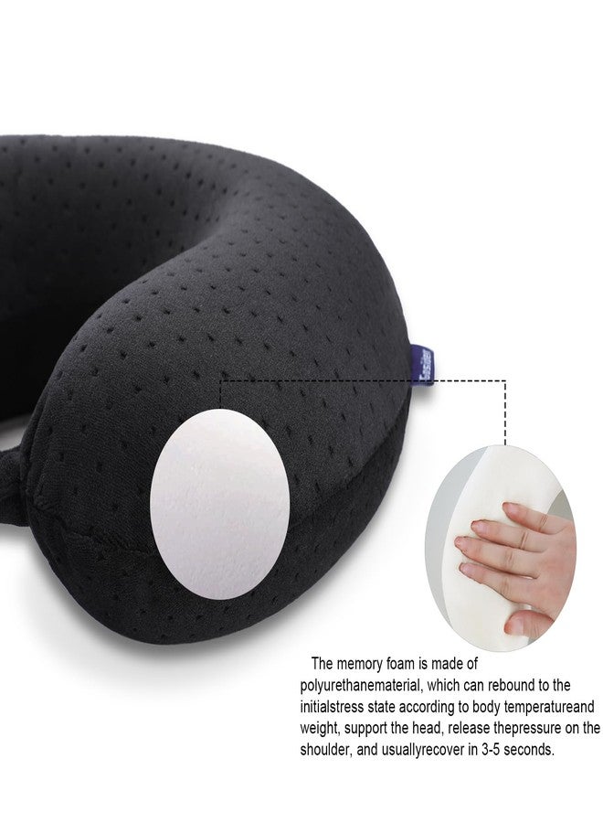 Gosider Black Travel Neck Pillow Memory Foam Airplane Pillow for Neck and Head Support Soft Portable U Shape Neck Pillow for Plane, Car & Home Office Use - Image 5