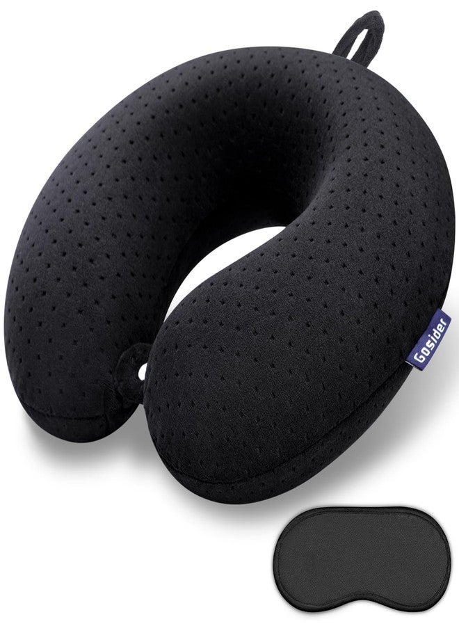 Gosider Black Travel Neck Pillow Memory Foam Airplane Pillow for Neck and Head Support Soft Portable U Shape Neck Pillow for Plane, Car & Home Office Use - Image 1