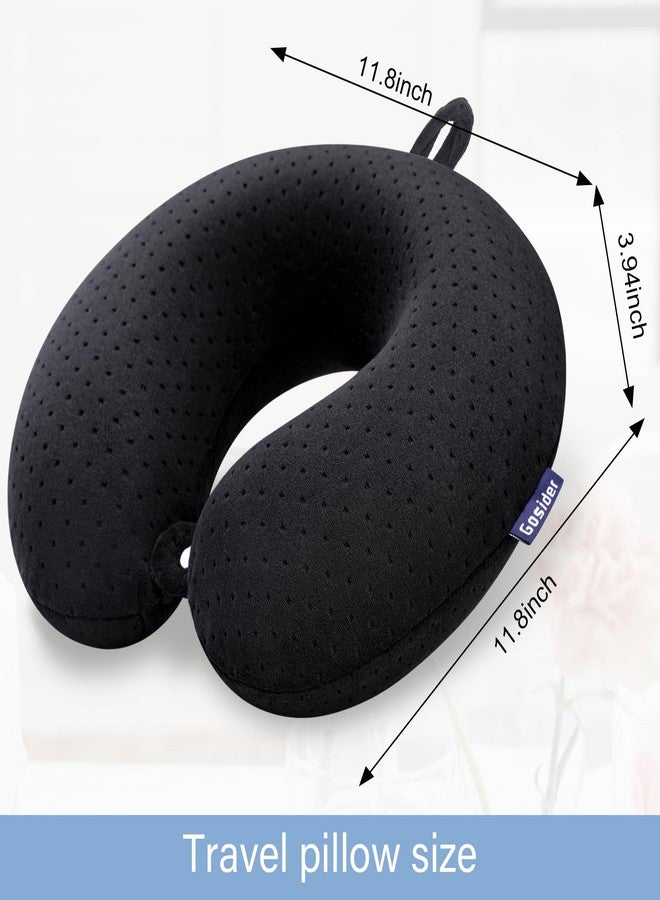 Gosider Black Travel Neck Pillow Memory Foam Airplane Pillow for Neck and Head Support Soft Portable U Shape Neck Pillow for Plane, Car & Home Office Use - Image 3