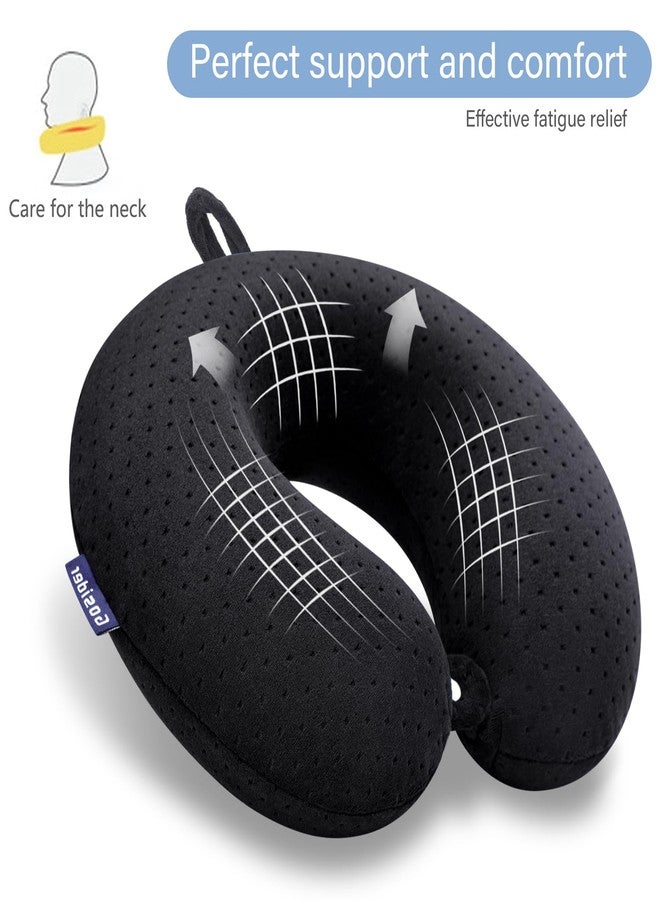 Gosider Black Travel Neck Pillow Memory Foam Airplane Pillow for Neck and Head Support Soft Portable U Shape Neck Pillow for Plane, Car & Home Office Use - Image 4