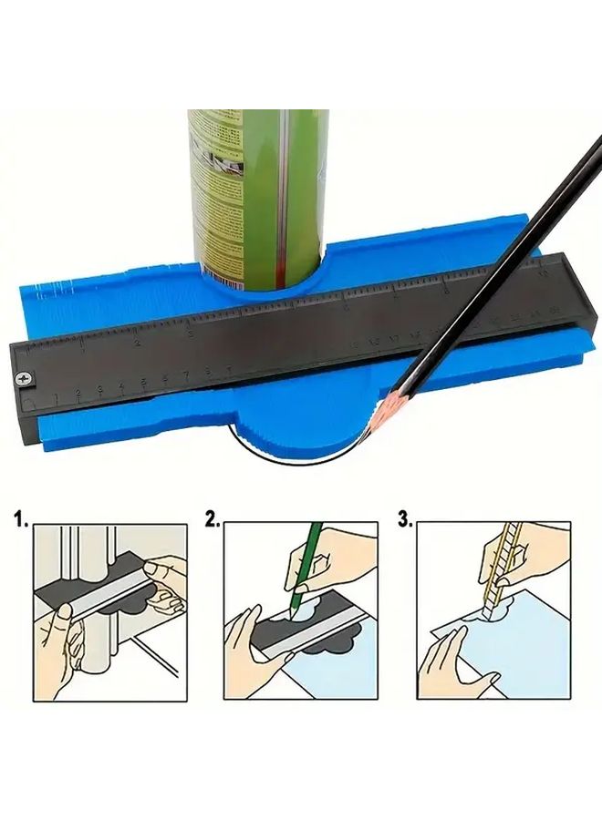 Blue Heavy Duty ABS Contour Gauge 10 Inch Scale Adjustable Locking Scribing Tool - Image 3