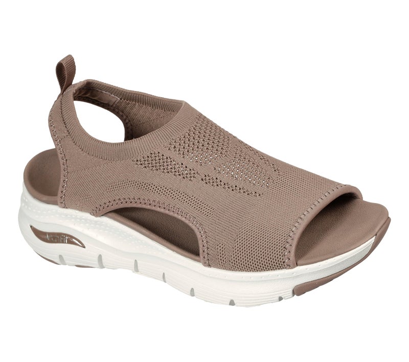 Skechers Women's Arch Fit - City Catch Womens Knit Slip-On Sandals, Mocha, 10 - Image 4
