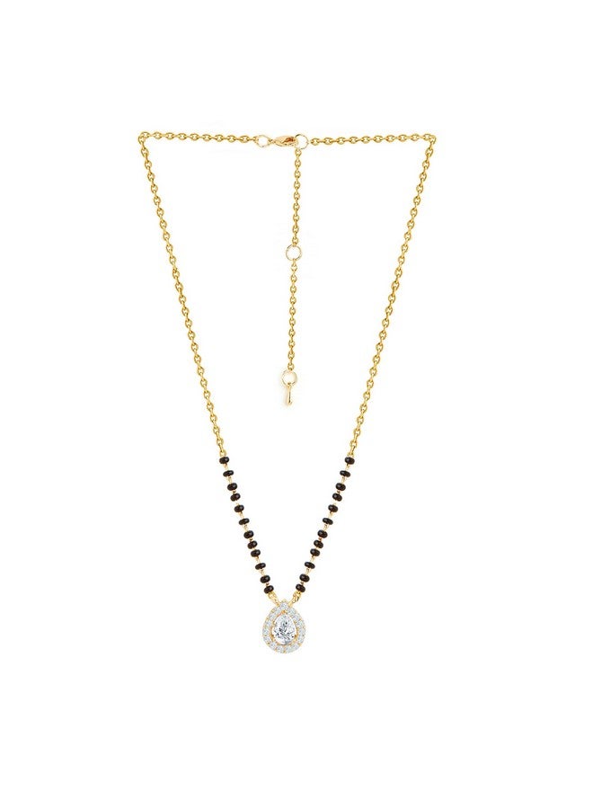 minutiae سلسلة مانغالسوترا مزينة بالكريستال ومطلية بالذهب للنساء والفتيات MNT343_G - Image 2