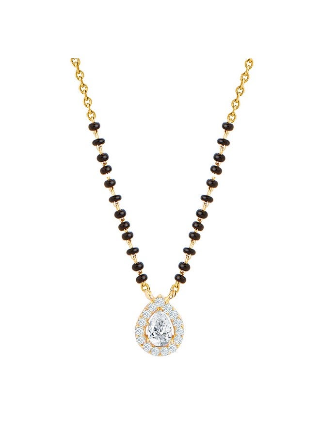 minutiae سلسلة مانغالسوترا مزينة بالكريستال ومطلية بالذهب للنساء والفتيات MNT343_G - Image 1