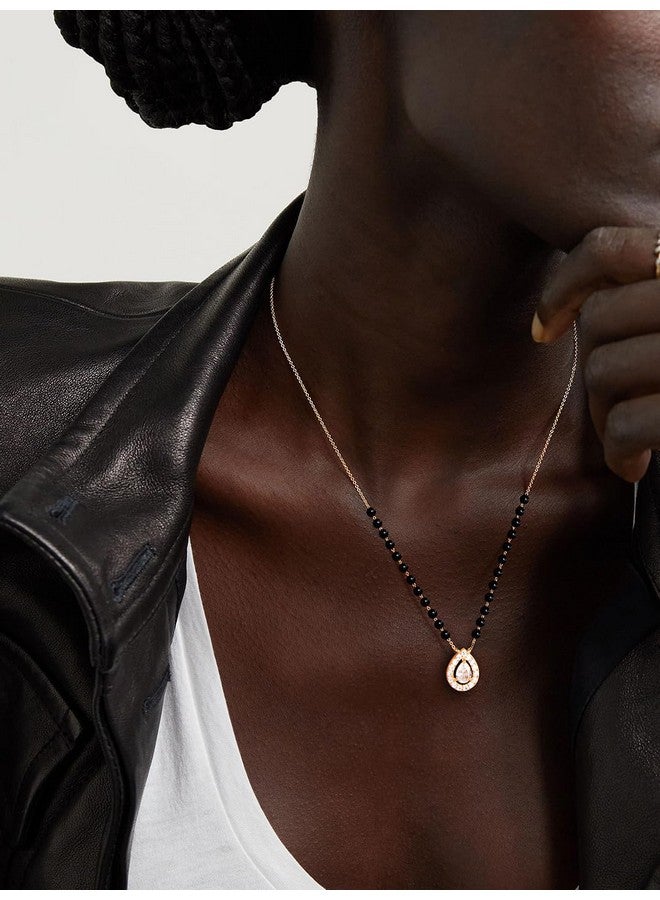 minutiae سلسلة مانغالسوترا مزينة بالكريستال ومطلية بالذهب للنساء والفتيات MNT343_G - Image 3