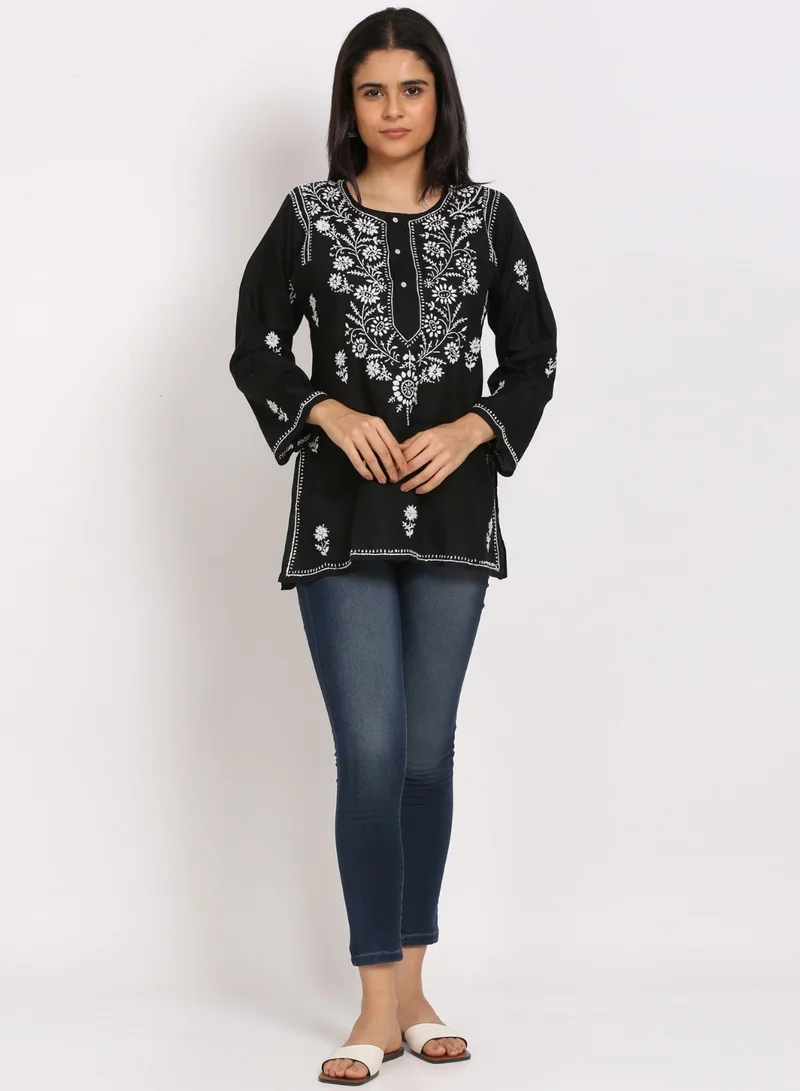 Alaya Women Hand Embroidered Chikankari Cotton Kurti-ALSTV115