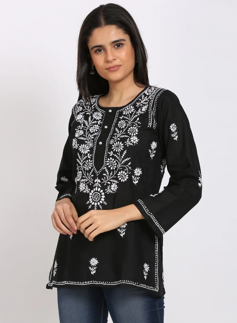 Alaya Women Hand Embroidered Chikankari Cotton Kurti-ALSTV115