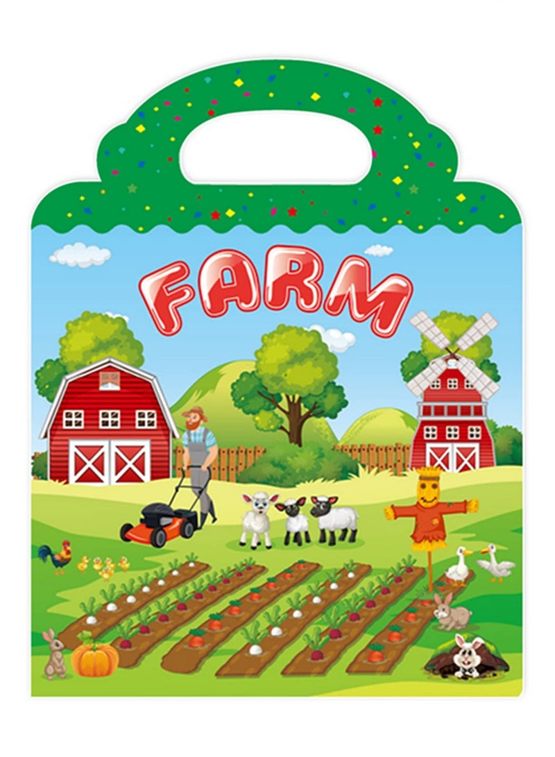 general Reusable Activity Sticker Learning Toys for Kids, Early Education Book Puzzle(Farm) - Image 1