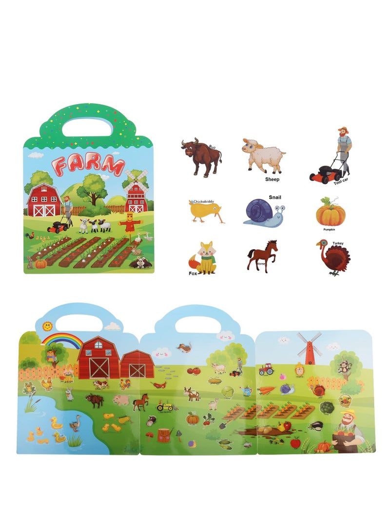 general Reusable Activity Sticker Learning Toys for Kids, Early Education Book Puzzle(Farm) - Image 2