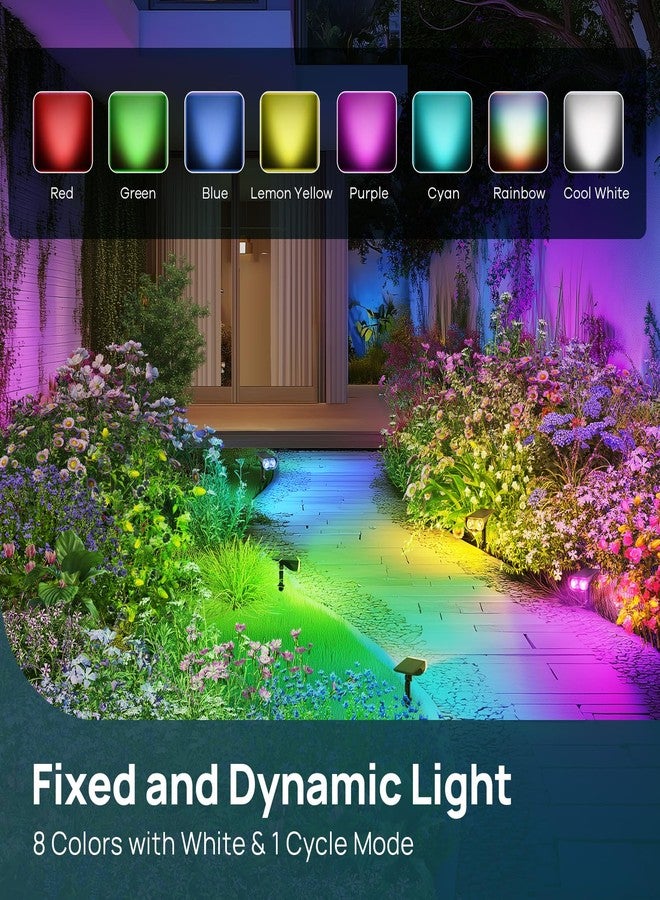 Linkind StarRay Solar Spot Lights Outdoor Color Changing, IP67 Solar Lights Outdoor Waterproof, 30% Conversion Rate Multicolor Solar Landscape Spotlights for Pathway, Patio, Gate, 4 Pack - Image 3