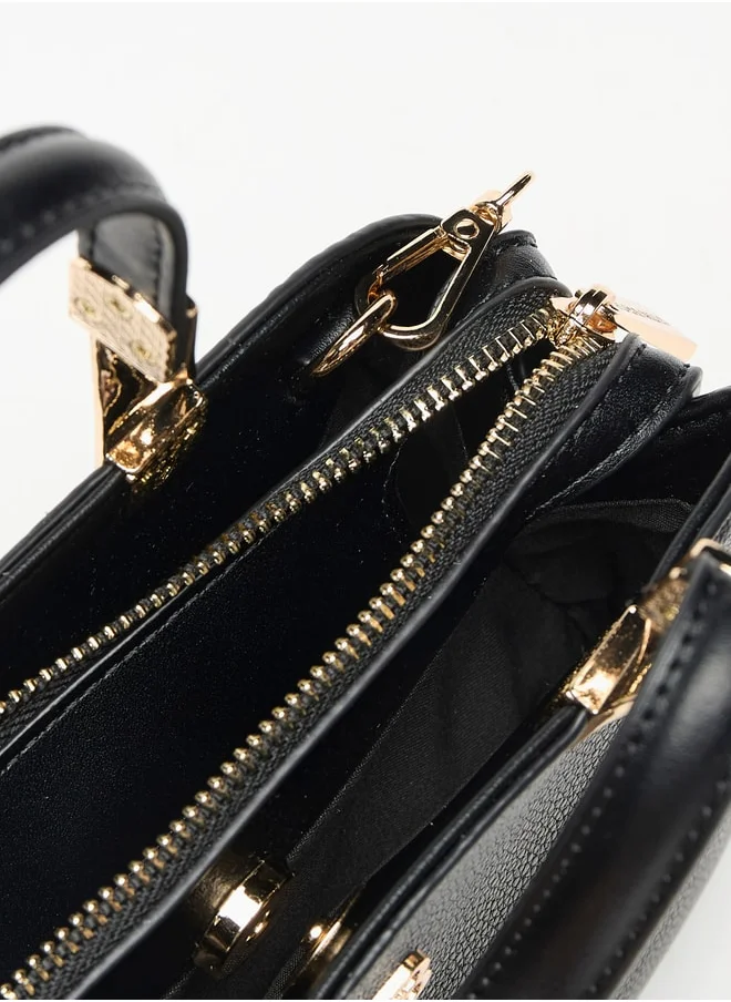 Flora Bella Textured Tote Bag with Chain Strap and Zip Closure