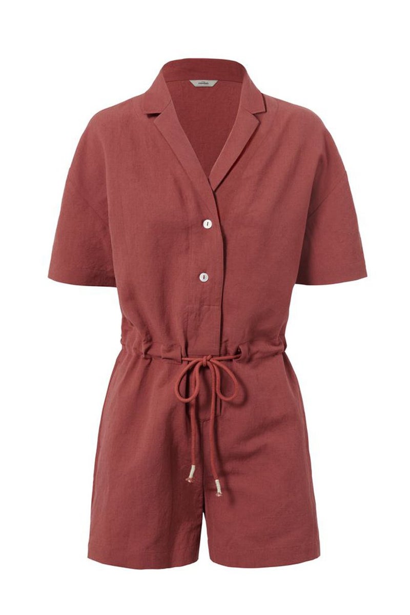 Tchibo Women Plain Short Sleeve Playsuit, Red - Image 3