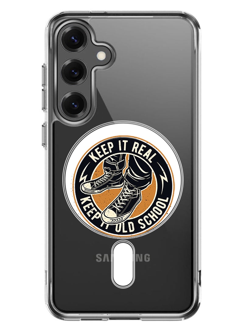 Theodor Magnetic Case for Samsung Galaxy S25 6.2-inch Compatible with MagSafe Wireless Charging, Shockproof Phone Bumper Cover Old school - Image 1