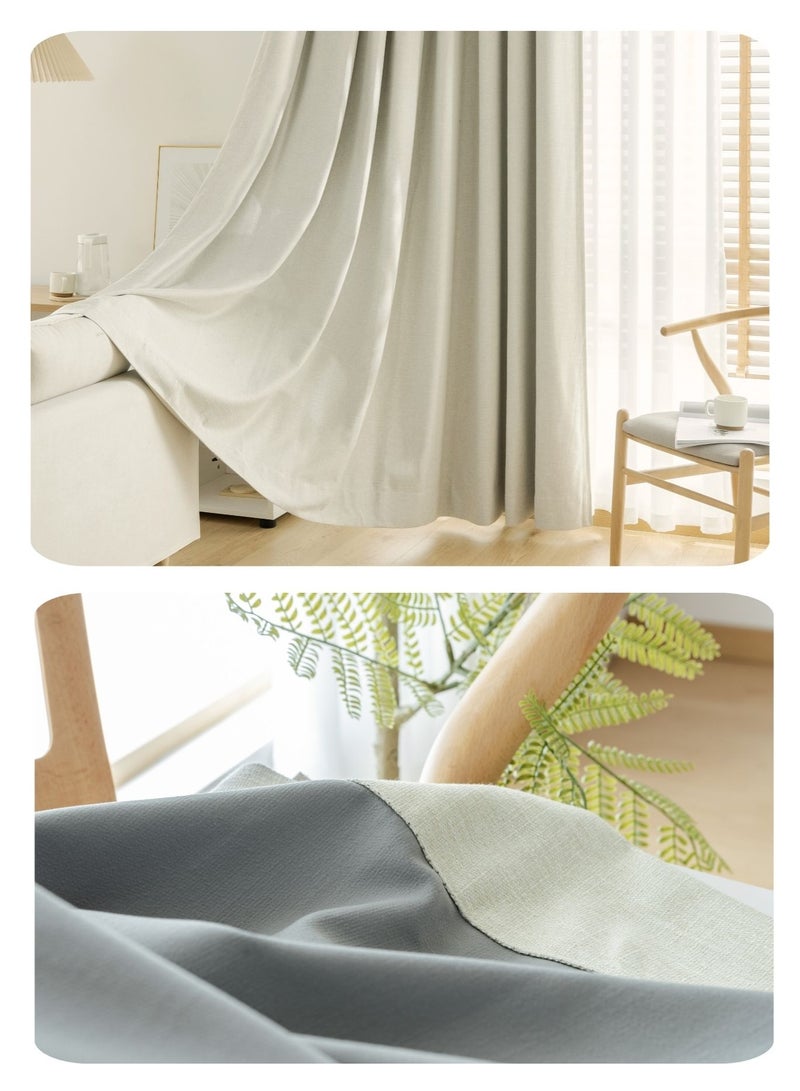QBAID Blackout Curtain – 1 Piece | Natural Texture | Grommet, Hook & Back Tab Hanging Options - Image 4