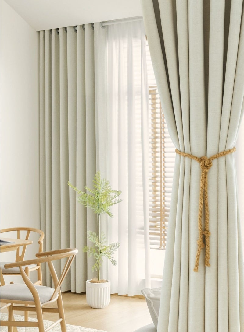QBAID Blackout Curtain – 1 Piece | Natural Texture | Grommet, Hook & Back Tab Hanging Options - Image 1