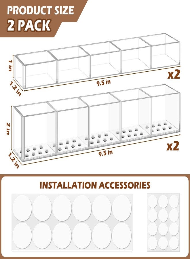 ProtectHobby 2-Pack 9.5" Large Acrylic Straw Holder for Cabinet Door, Reusable Straw Organizer with Adjustable Layers & Drainage Holes, Ultra-Strong Adhesive Stickers (Transparent) - Image 2