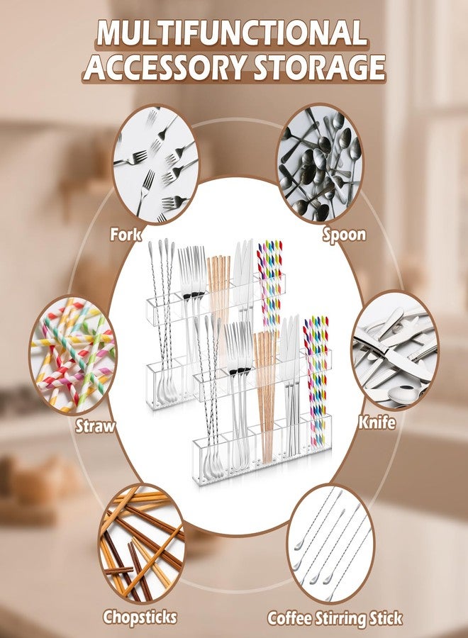 ProtectHobby 2-Pack 9.5" Large Acrylic Straw Holder for Cabinet Door, Reusable Straw Organizer with Adjustable Layers & Drainage Holes, Ultra-Strong Adhesive Stickers (Transparent) - Image 5