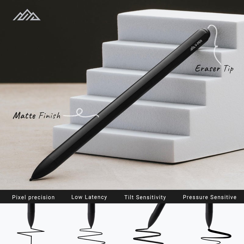 Group Vertical V-Pen EMR Stylus Remarkable 2 Pen Replacement with Digital Eraser + 5 Tips | 4096 Pressure Level Sensitivity & Palm Rejection | Digital Pen Marker Plus Compatible Kindle Scribe & Tablet Pen - Image 5