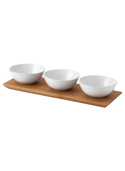 Elegant Tray with 3 Bowls Stylish Serving Set with Coordinated Bowls for Condiments, Appetizers, or Snacks, Perfect for Entertaining and Everyday Use