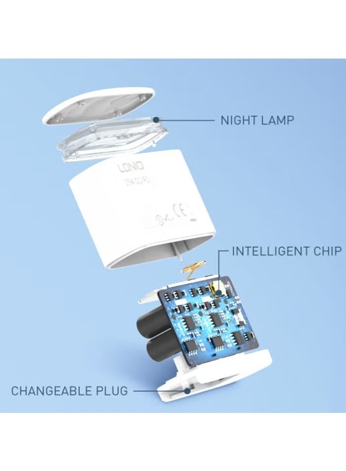 ELTRAZONE A2423C High-Quality EU Plug Fast Charger with LED – Dual Port (Type-C & USB) 20W, Includes Type-C to Type-C Charging Cable – White, Fast Charging for Smartphones, Tablets, and More - Image 5