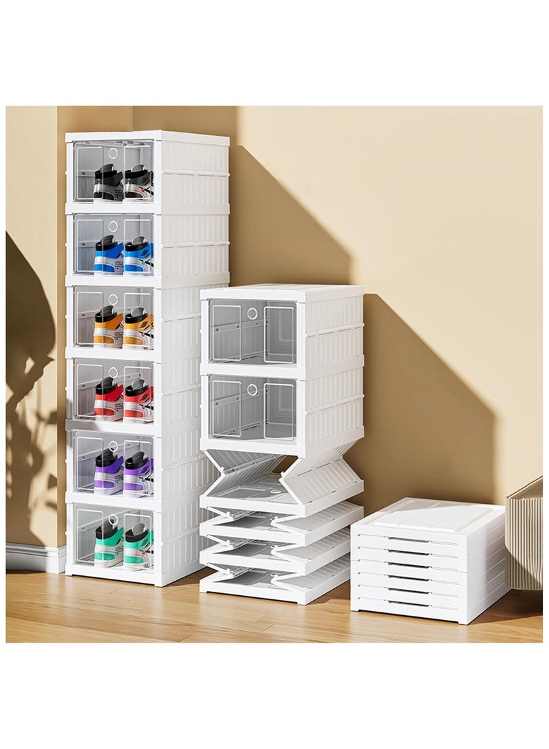 HYTTER Foldable Free Standing Shoe Rack | Space-Saving Organizer for Neat Shoe Storage | Stylish and Durable Design (6 Compartment) - Image 1