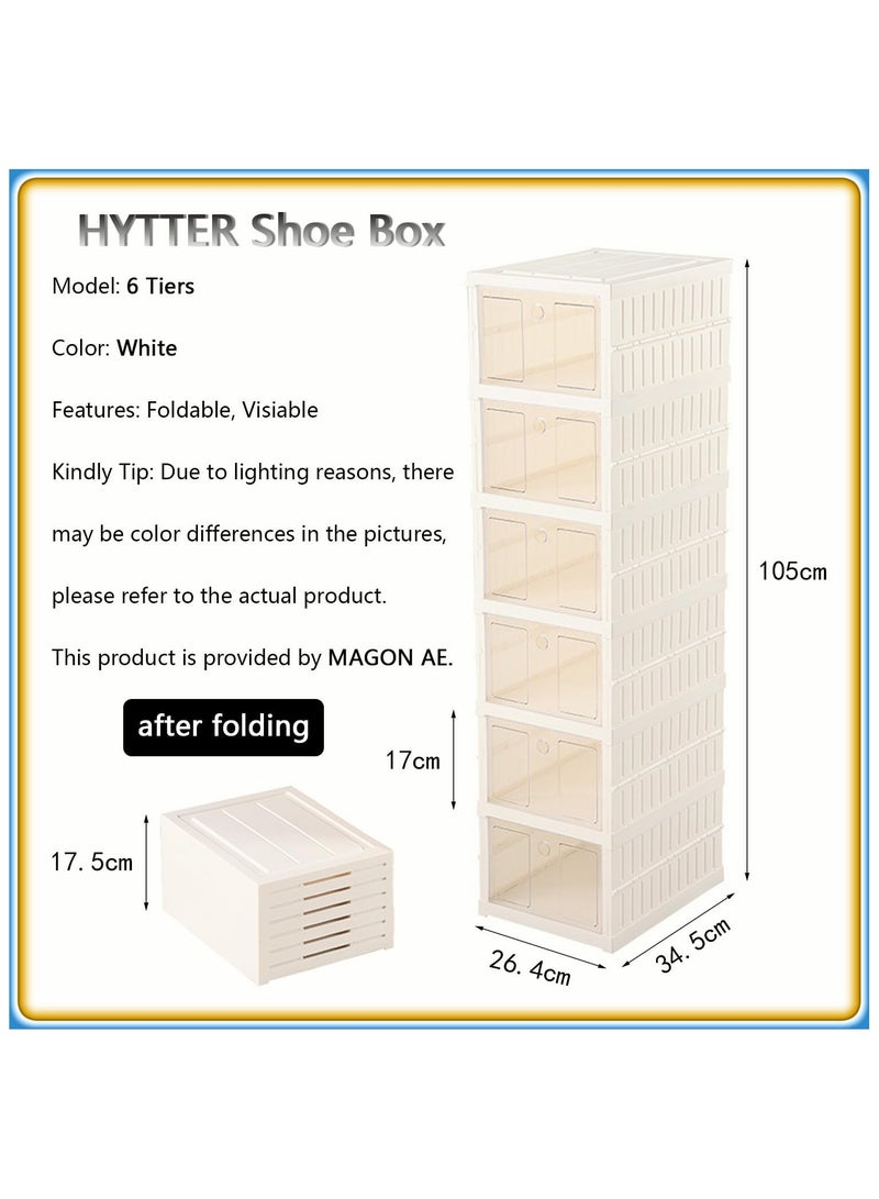 HYTTER Foldable Free Standing Shoe Rack | Space-Saving Organizer for Neat Shoe Storage | Stylish and Durable Design (6 Compartment) - Image 5