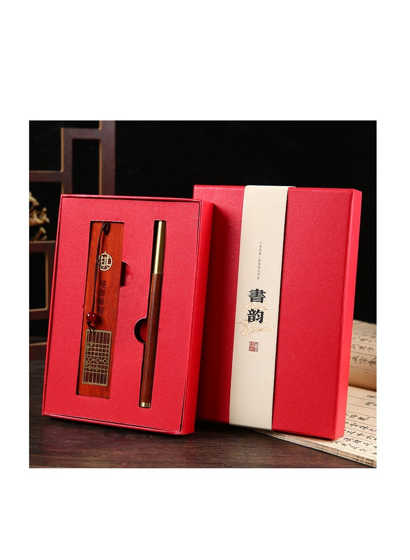 general Chinese style national trend musical instrument chess painting calligraphy wooden bookmark classical classic festival creative high-end gift set gift box - bookmark + pen - Image 1