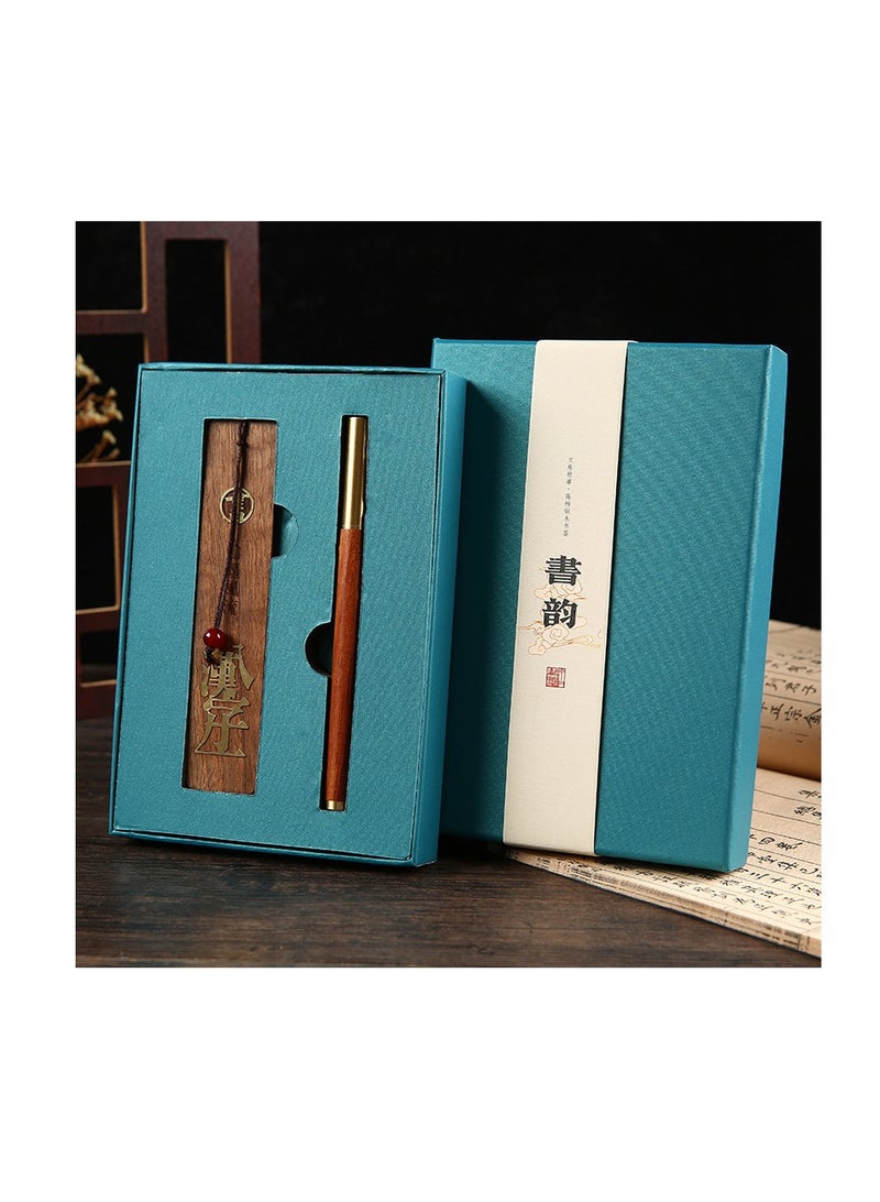 general Chinese style national trend musical instrument chess painting calligraphy wooden bookmark classical classic festival creative high-end gift set gift box - bookmark + pen - Image 2