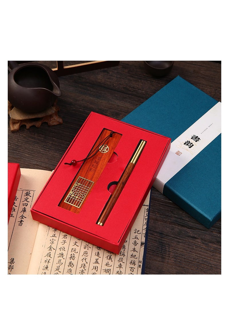 general Chinese style national trend musical instrument chess painting calligraphy wooden bookmark classical classic festival creative high-end gift set gift box - bookmark + pen - Image 3