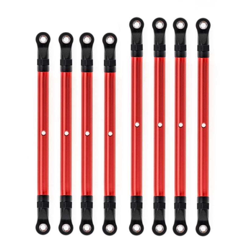 8PCS Aluminum Alloy Link Rod Linkage Set 313MM Wheelbase Replacement for AXIAL 1/10 SCX10 90046 TRX4 Remote Control Crawler Car Accessories, Red - Image 1